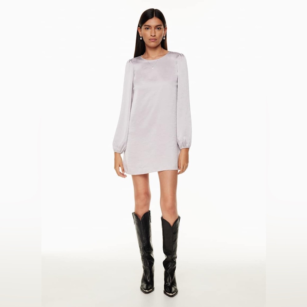 NWT Wilfred Marie Puff-sleeve mini dress Dress Morado Grey XS